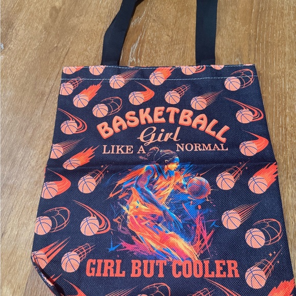 Handbags - Basketball Girl Graphic Tote Bag - Black and Orange NEW